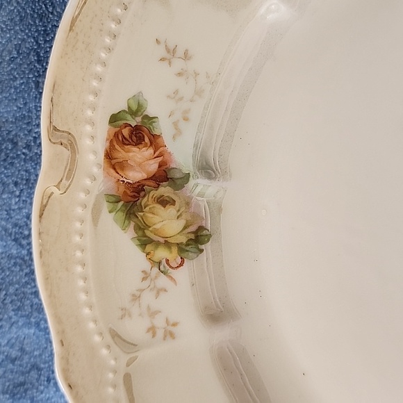 Antique China Plate with Pink & Yellow Roses - Picture 4 of 8